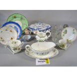 A collection of miscellaneous English and continental cups, saucers, plates, vase, etc (two boxes)