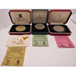 Four Pobjoy Mint proof Isle of Man £5 coins, (2 x 1980 and 2 x 1981) five Elizabeth Queen Mother