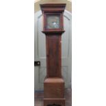 18th century longcase clock, 30 hour movement, with small square brass dial, single pointer and