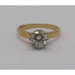 18ct diamond solitaire ring, 0.85cts approx, size J/K, 3.3g
