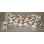 A collection of 19th century English pottery to include a teapot, cups and saucers, creams jugs,
