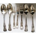 A quantity of silver plated Georgian style shell patterned flatware contained in a six sectioned