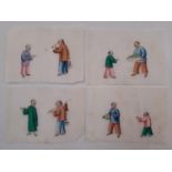 Four Chinese paintings of figures (with box), watercolour on rice paper, approx. 15 x 10.5 cm