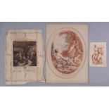 Three prints on paper to include: Gilles-Antoine Demarteau after Jean-Jacques-François Le