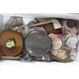 A miscellaneous collection of coins, mainly mid-20th century crowns, a small land tape by