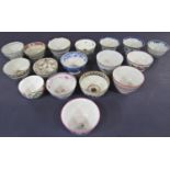 A collection of seventeen 18th century tea bowls, various makers and varying floral and gilt