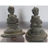 Pair of unusual 19th century brass fountain heads, each in the form of a fish wrapped around a child