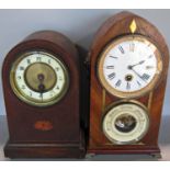 Two Edwardian mantel clocks with inlaid detail