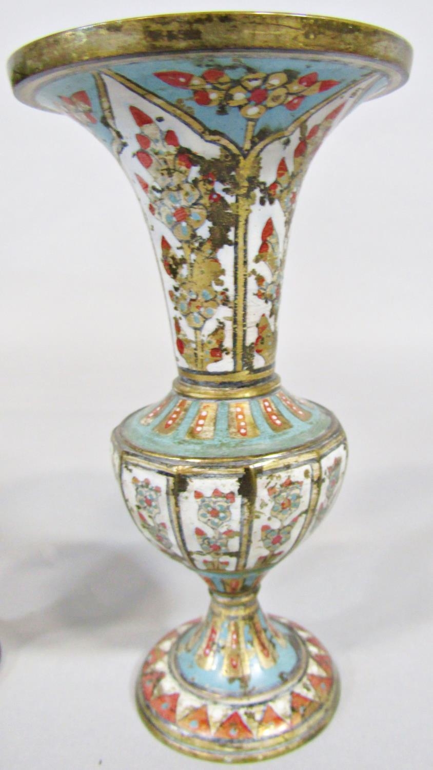A Chinese baluster pot and cover, a pair of enamel trumpet shaped vases and two resin figures, etc - Image 2 of 4