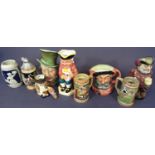 A collection of character jugs and steins comprising a Beswick Mr Micawber with impressed mark 310