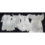 Collection of late 19th/ early 20th century baby clothing comprising 6 white baby gowns, with
