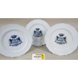 Seven Victorian dinner plates by Brown, West Moore & Co? with armorial crests