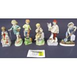 Six Royal Worcester figures, Thursday's child has far to go, Saturdays Child works hard for a living