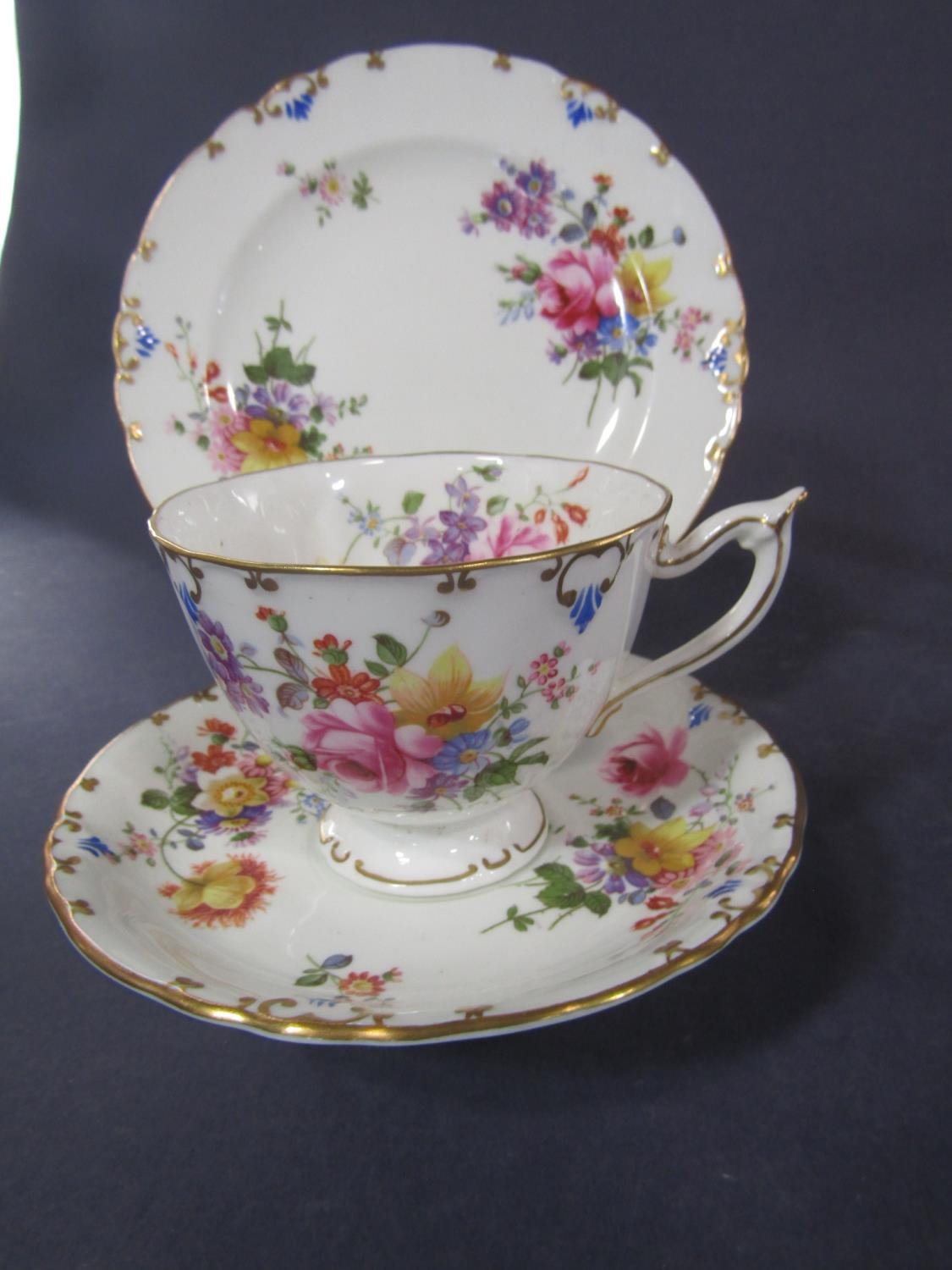 A collection of Royal Crown Derby tea wares comprising teapot, sugar bowl, milk jug, cream jug, cake - Image 2 of 3