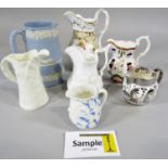 19th century ceramics to include jugs, vases, sauce boat, etc,