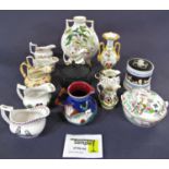 A collection of 19th century ceramics comprising three lidded butter tubs to include a Coalport, a