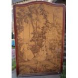 A substantial Belgian machine tapestry panel showing an 18th century parkland view, set within a