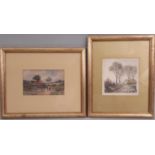 Two landscapes in watercolour, possibly Harry Foster Newey (1858-1933), one monogrammed 'RFN'? lower