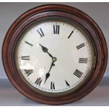 A substantial 19th century dial clock with moulded mahogany framework, single train fusee movement