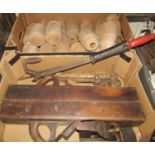 A small collection of carpentry related hand tools to include two block planes, a further good