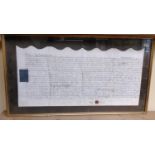 A framed and signed indenture document with wax seal (1)