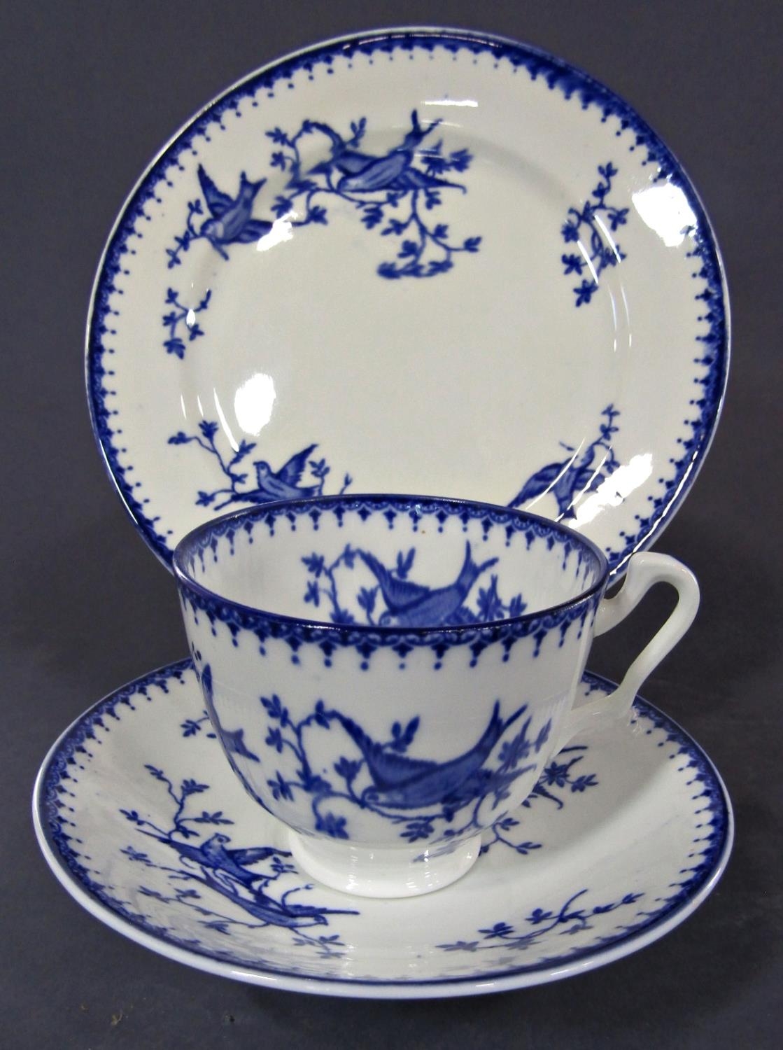 A collection of Aldiner Court china tea wares with blue bird and sprig detail comprising eight cups, - Image 2 of 2