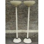 Six vintage Thorn EMI floorstanding cream painted cast metal uplighters with bowl shaped shades