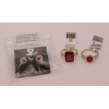 Group of 9ct ruby set jewellery comprising a pair of ruby and diamond cluster stud earrings and