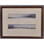 Gareth C. Thomas (b.1955), 'Two Views of Langland Bay, Swansea', watercolour on paper, both signed