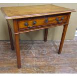 A Georgian mahogany side table with frieze drawer and crossbanded borders, the top with further