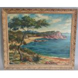 Two 20th century oil paintings of coastal scenes to include: Rigau Geli - 'Playa de sa Conca Costa
