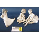 Six Lladro / Lladro Nao figures, mainly of children in various poses comprising two ballerinas, a