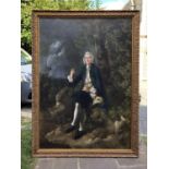 Very large portrait painting digital printed on canvas in moulded gilt frame, approx. 139 x 188 cm