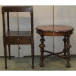 A William & Mary style walnut occasional table with circular well matched quarter veneer top