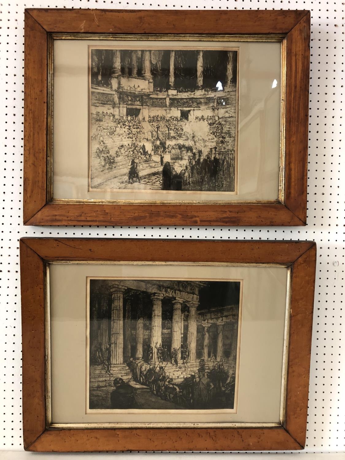 After William Walcot (1874-1943) - Two prints from etchings in matching burr frames, each
