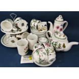 A collection of Portmeirion China tea and coffee wares comprising teapot, coffee pot, lidded sugar
