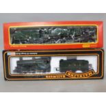 Large collection of 00 gauge railway models including Hornby and Mainline locomotives, tank engine