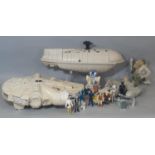 Vintage Star Wars toys; Rebel alliance Transport Spaceship, Millennium Falcon by Kenner 1979, Y Wing