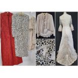 Vintage clothing collection including a ladies dress in Yves Saint Laurent monogram fabric, a full