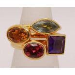 Four 18ct gem set stacking rings by Pascal Jewellery (now Annoushka), citrine, amethyst, topaz and