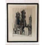 Bernard Kay (b.1927) - 'Laon', limited edition etching in colours, signed, titled and numbered (56/