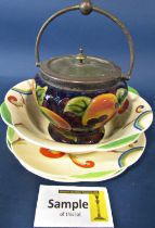 A Doulton Syren pattern bowl and matching plates, a further Royal Standard biscuit barrel, (in the