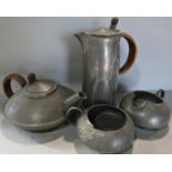 Liberty & Co - Tudric four piece pewter tea/coffee set, model 0231 designed by Archibald Knox with