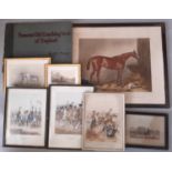Twelve equestrian and military themed engravings and prints to include: After Harry Hall (1814-1882)