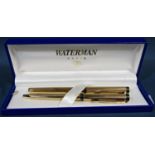 Waterman Ideal gold plated Paris Barleycorn fountain pen with 18k nib together with a matching