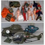 Large collection of vintage Action Man figures, unsorted clothing, equipment and military vehicles