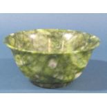 A Spinach Jade type bowl, 12cm diameter
