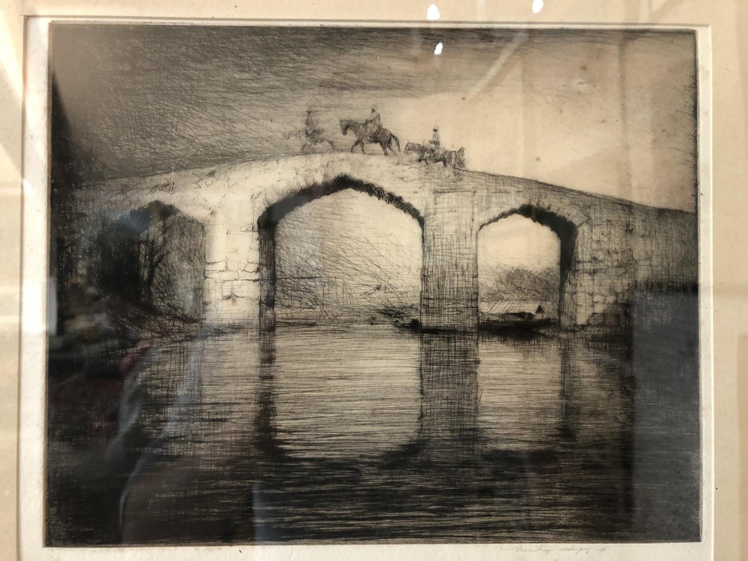 Mortimer Luddington Menpes (1855-1938) - Three Horsemen Crossing Bridge, etching, signed in pencil - Bild 2 aus 5