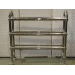 A chromium plated floorstanding heated towel rail with tubular frame, 81cm long x 78cm high