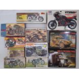 A mixed collection of 13 model vehicle kits including the following with sealed box or sealed